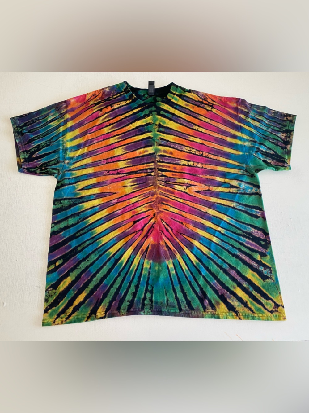 Reverse Tie-Dye handmade 100% cotton Rainbow Short Sleeve Tee
